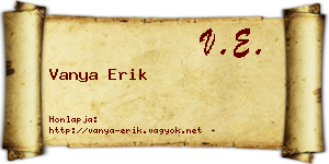 Vanya Erik névjegykártya